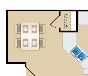 1 bedroom, 1 bathroom 1 bedroom, 1 bathroom